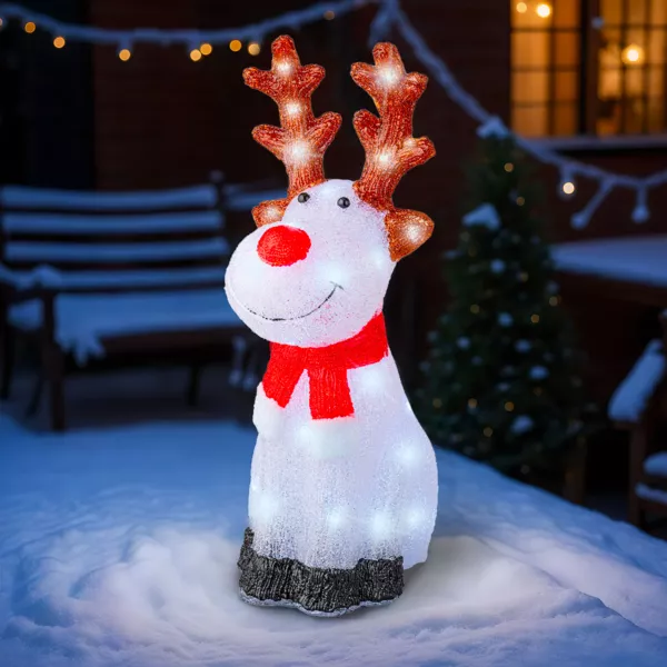 COSTWAY 2-delige LED Rendierfamilie Kerstdecoratie - 200 Lampjes - Binnen & Buiten