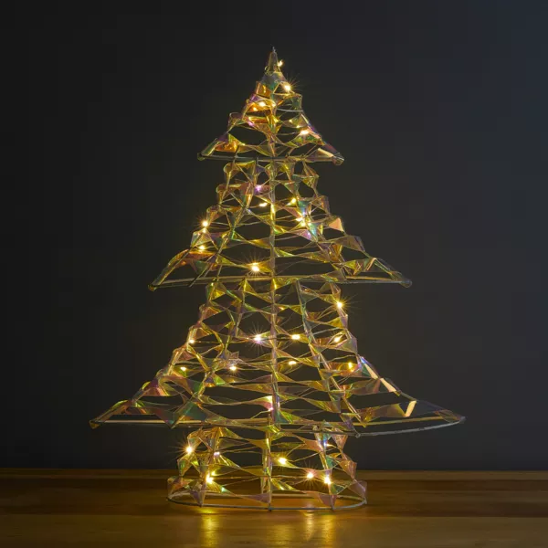 Verlichte batterij Kerstboom 30 LED (H40 cm) Christmas Goud en warm wit - Kerstdecoratie voor de