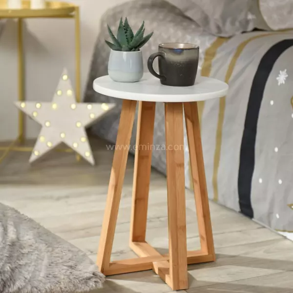 Tafel / Kruk Bamboe Wit