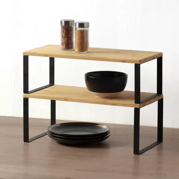 St af 2 sammenklappelige hylder (40 x H15 cm) Blackbambou Sort