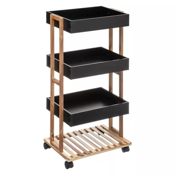 Carrito de cocina con 4 niveles Natureo Negro