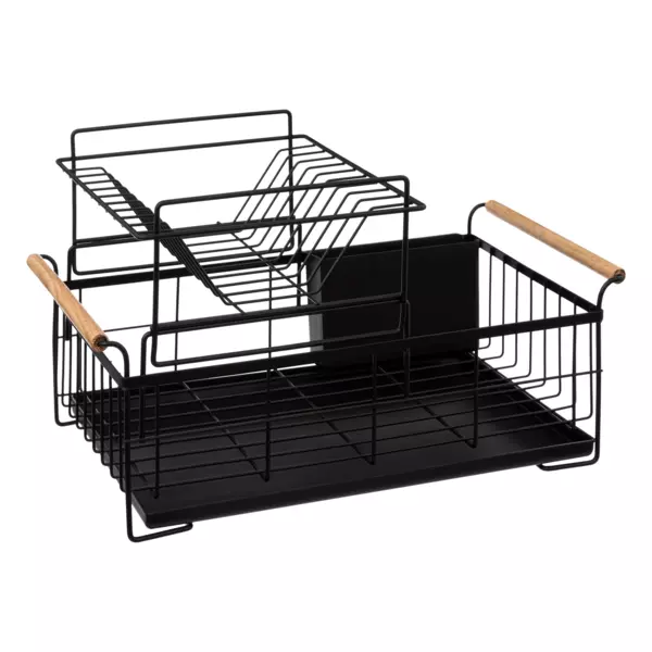 Afdruiprek met 2 niveaus Blackwood Zwart