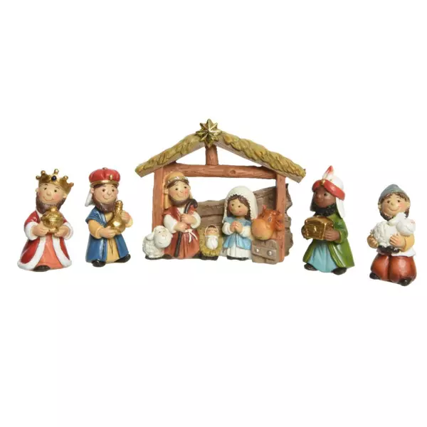 ANCIEN ORIGINALE GRANDE CRÈCHE artisanale NOËL 13 Santons 8