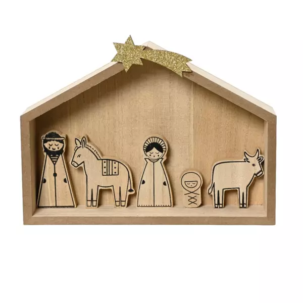 Lille julekrybbe i tr (H27 cm) Sainte-Marceline