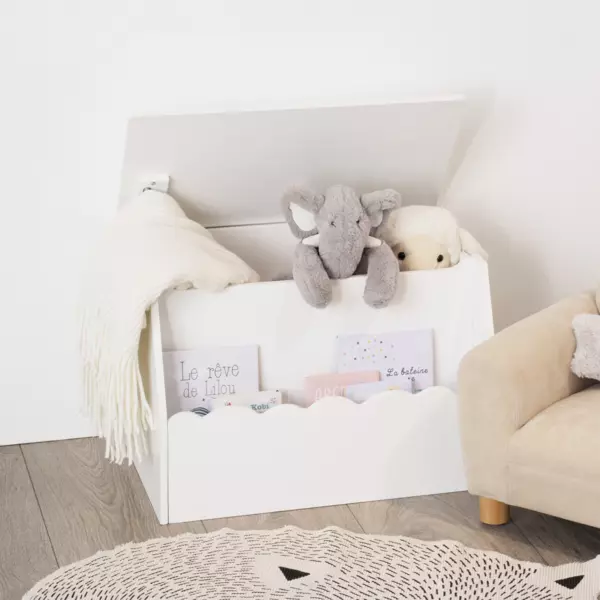 Coffre enfant bois (H38 cm) Evan Blanc