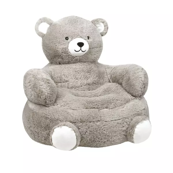 Pouf peluche ours enfant (H45 cm) Leo Gris