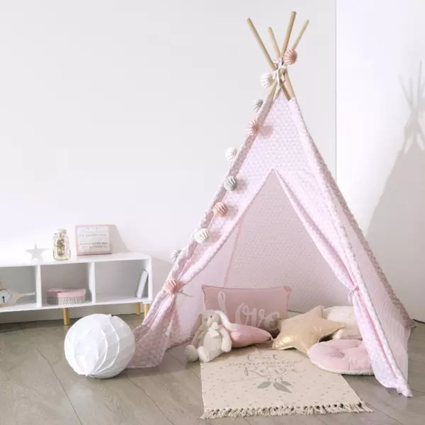 Brnetipi i tr og stof (H160 cm) Dameo Pink