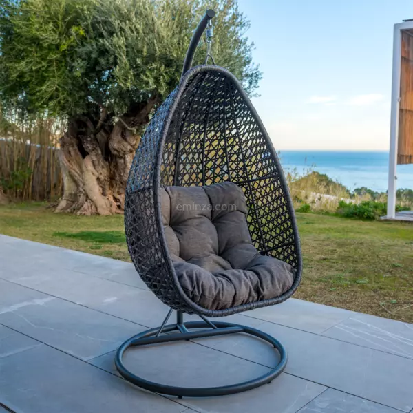 Loveuse suspendue en résine tressée Coral Gris anthracite