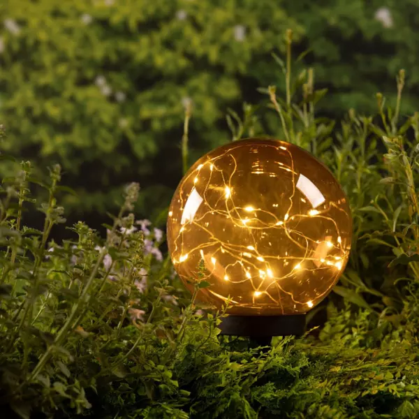 Borne de jardin solaire 30 LED (H28 cm cm) Crystal Orange