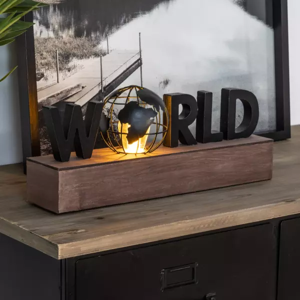 Letrero Luminoso World Negro