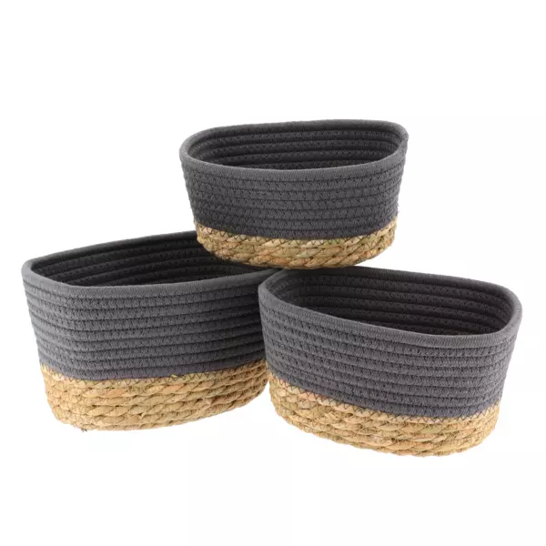 Lot de 3 paniers de rangement (H13 cm) Timeless Gris