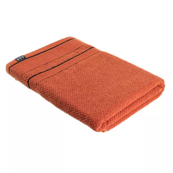 Serviette de bain coton (70 x 130 cm) Black Line Terracotta / noir