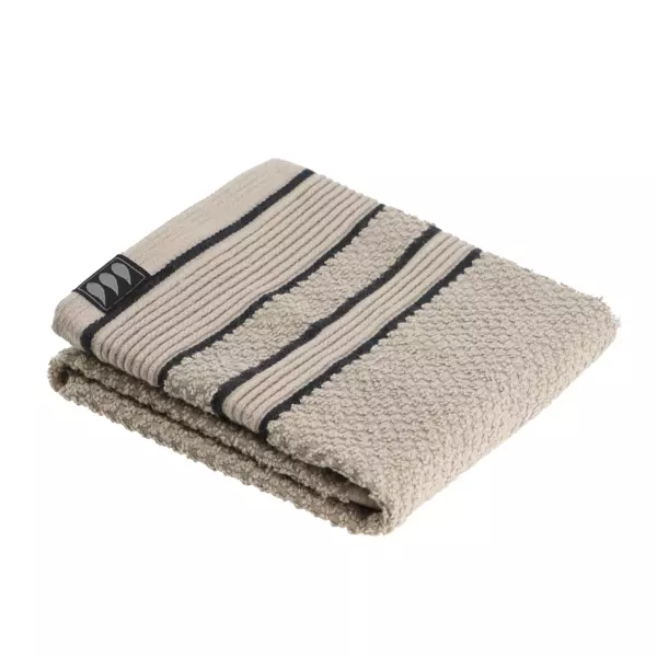 Serviette de bain coton (30 x 50 cm) Black Line Gris ficelle / noir