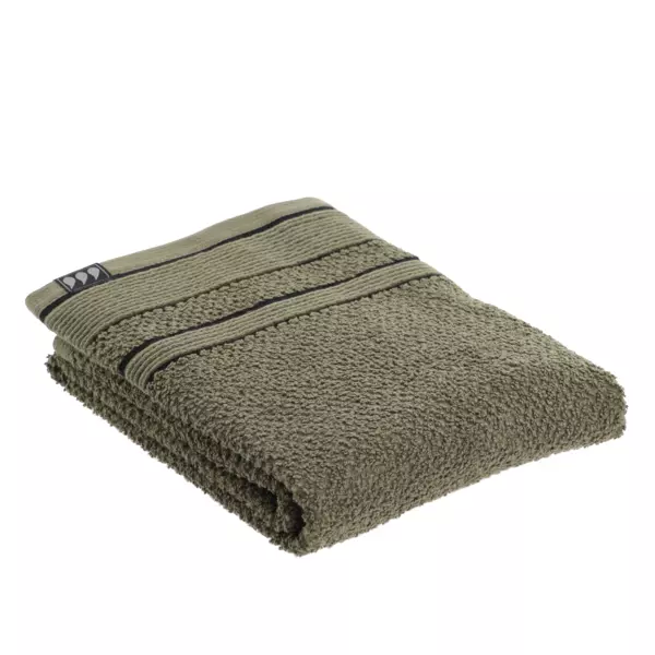 Serviette de bain coton (50 x 90 cm) Black Line Vert kaki / noir
