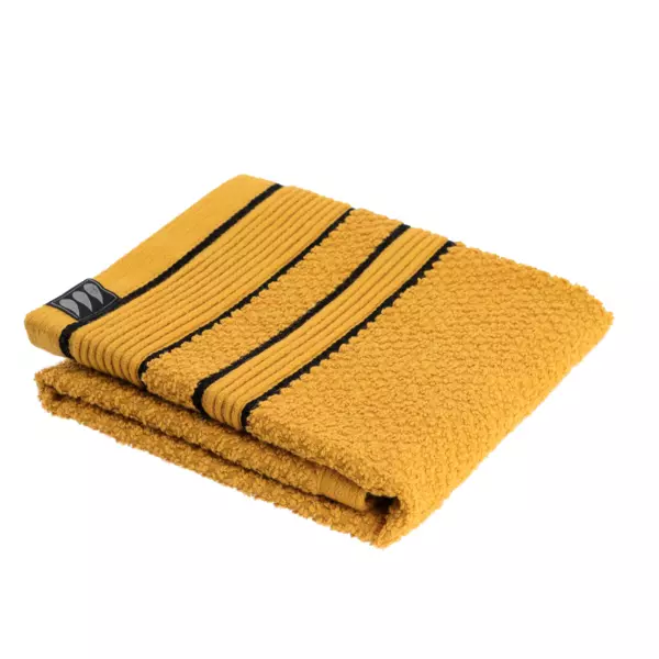 Serviette de bain coton (30 x 50 cm) Black Line Jaune ocre / noir