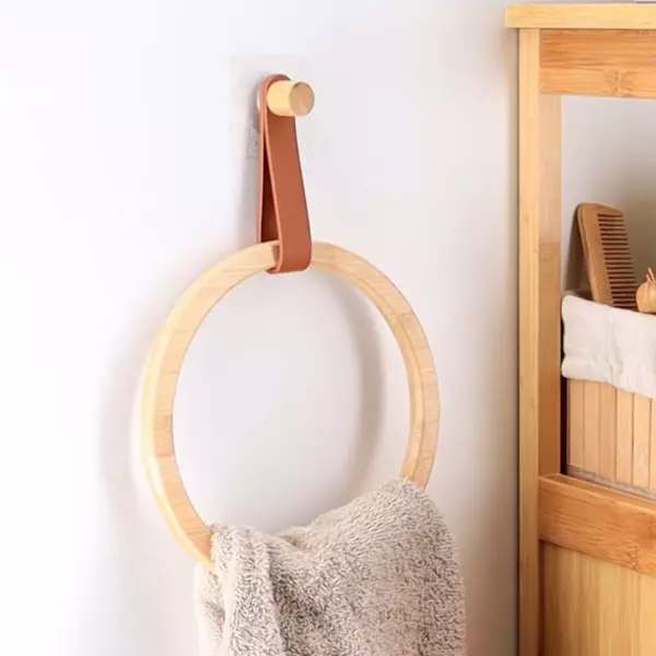 Selvklæbende håndklædeholder rund (D21 cm) Easy Chic Karamel