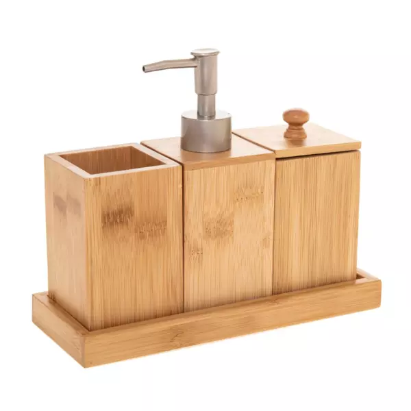 Set di 6 accessori da bagno in bambù, set essenziale per il bagno, portaspazzolino e dispenser di sapone acquista in modo economico - spedizione gratuita, recensioni reali con foto