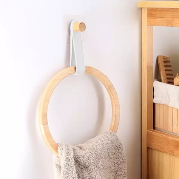 Porte serviette adhésif arrondi (D21 cm) Easy Chic Blanc