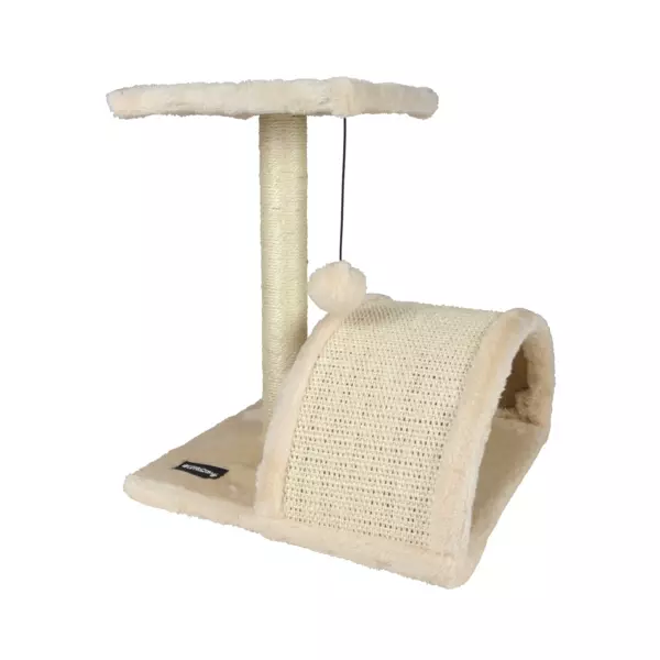 Arbre  chat avec jouet et tunnel Ecru