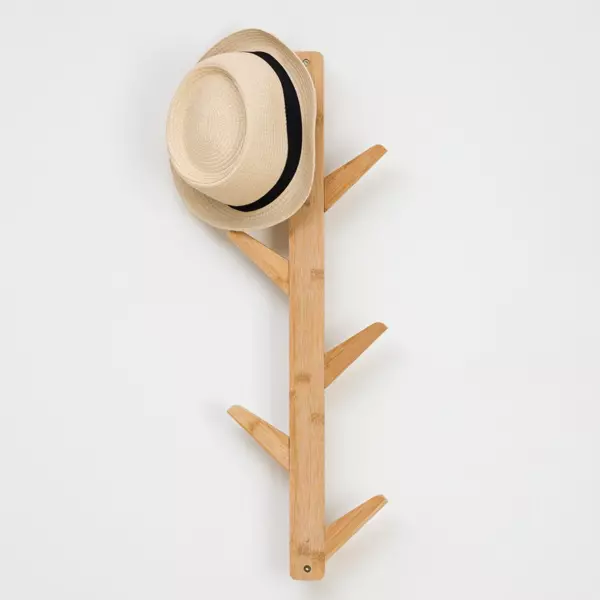 Dobbeltrettet knagerkke med 6 hoveder i naturlig bambus