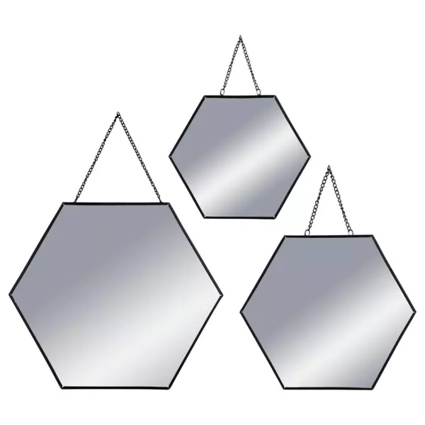 3er Set Spiegel Hexa Schwarz