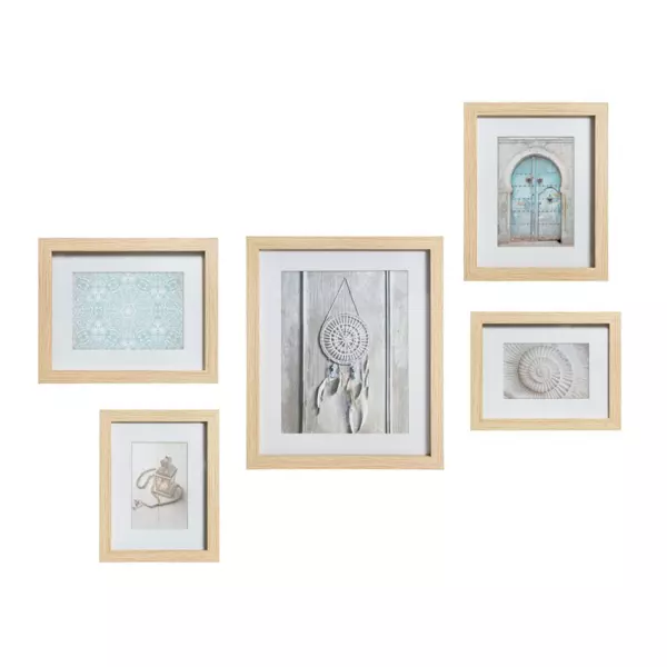 Lot de 5 cadres photo en bois Ethnique Naturel