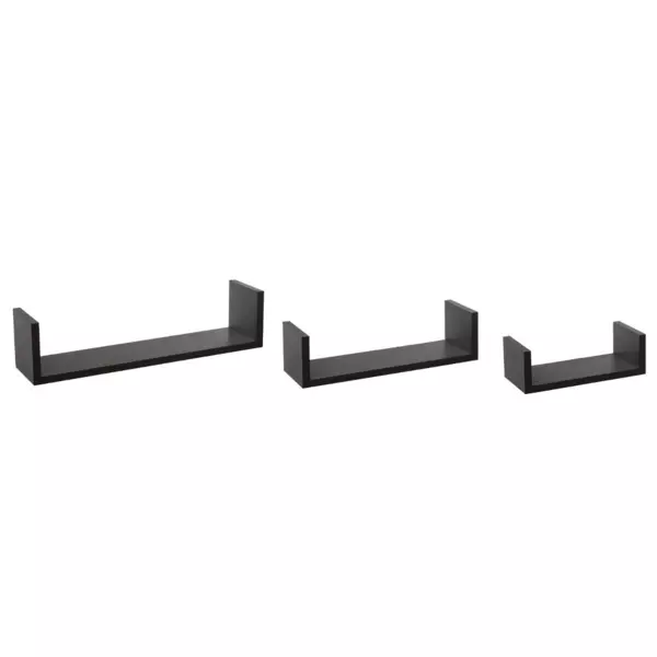 Set van 3 wandplanken Bord Zwart