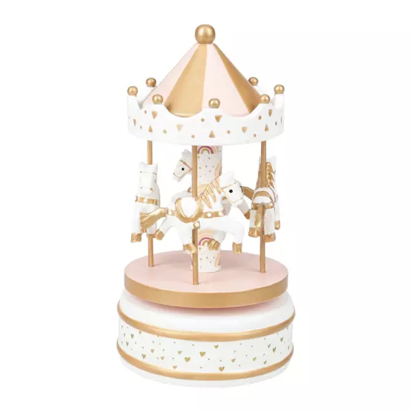 Boîte à musique enfant bois (H20 cm) Caroussel Rose