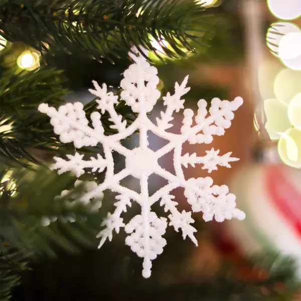 Lote de 12 estrellas de Navidad para colgar Morzine Blanco