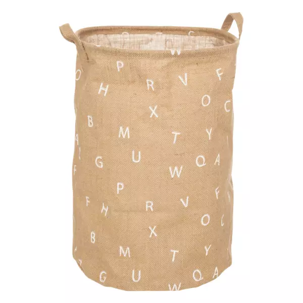 Cesta de juguetes en en yute Alphabet Beige