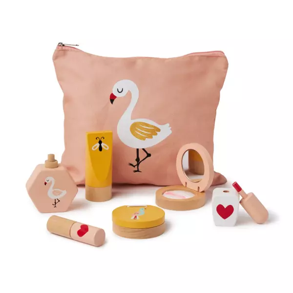 Trousse maquillage en bois Cygne Rose