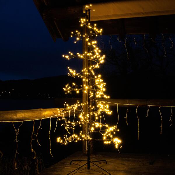 Arbre Prunus sur socle 600 LED Blanc froid pour extérieur H 2.5 mètres -  Sapins fibre optique et arbres lumineux - Décomania