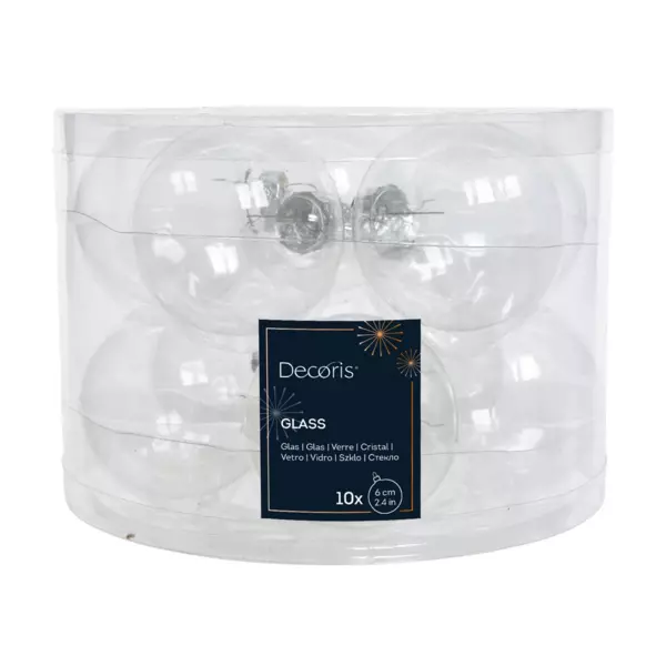Set van 10 glazen kerstballen (D60 mm) Myst Transparant