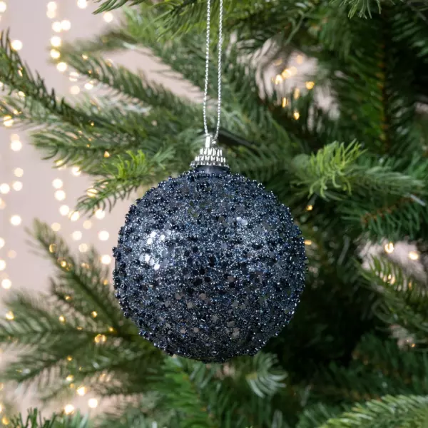 Set van 12 kerstballen (D80 mm) Glitters donkerblauw