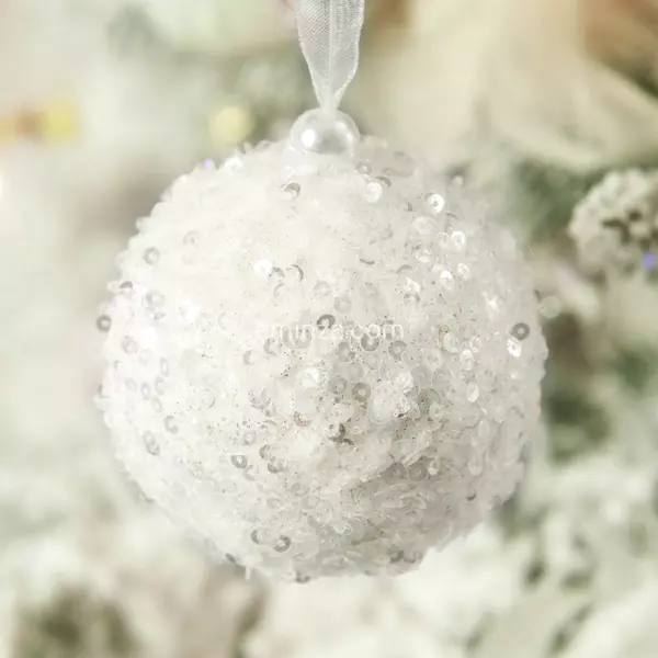 Lote de 12 bolas de Navidad (D80 mm) Fun Blanco