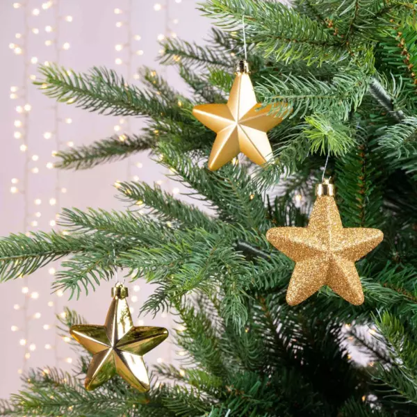 Lote de 6 estrellas de Navidad Alpine Oro