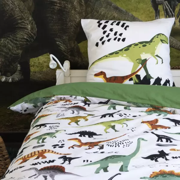 Brnesengest i bomuld med dynebetrk og to pudebetrk (240 x 220 cm) Grn Kridttid