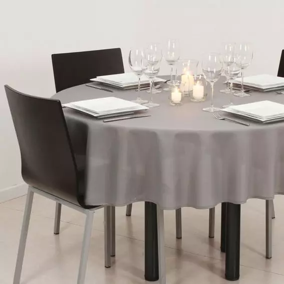 Tovaglia rotonda antimacchia (180 cm) Tinta unita Grigio