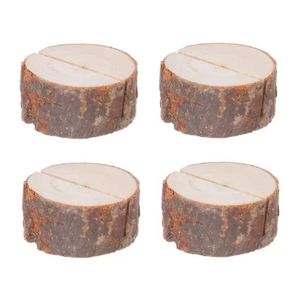 Set van 4 plaatskaartjes van hout naturelkleur