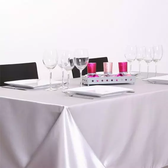 Nappe de Nol rectangulaire (140 x 240 cm) Satin Argent
