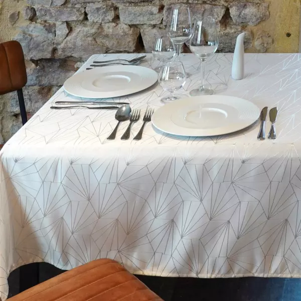 Tischdecke rechteckig (L300 cm) Facette Weiß