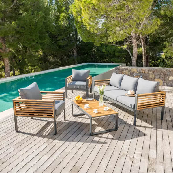 Loungeset Bali Antracietgrijs /Leigrijs - 5 zitplaatsen