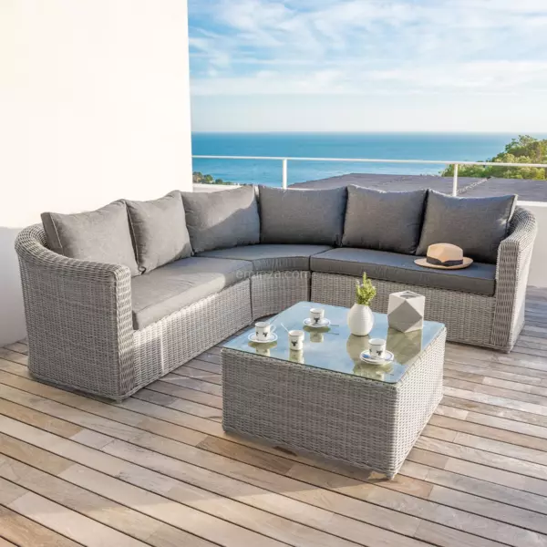 Conjunto de jardn de esquina Calvi Gris - 5 plazas