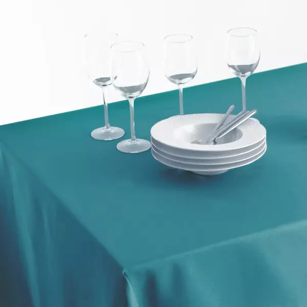 Rechteckige fleckenabweisende Tischdecke (L240 cm) Mina Petrolblau