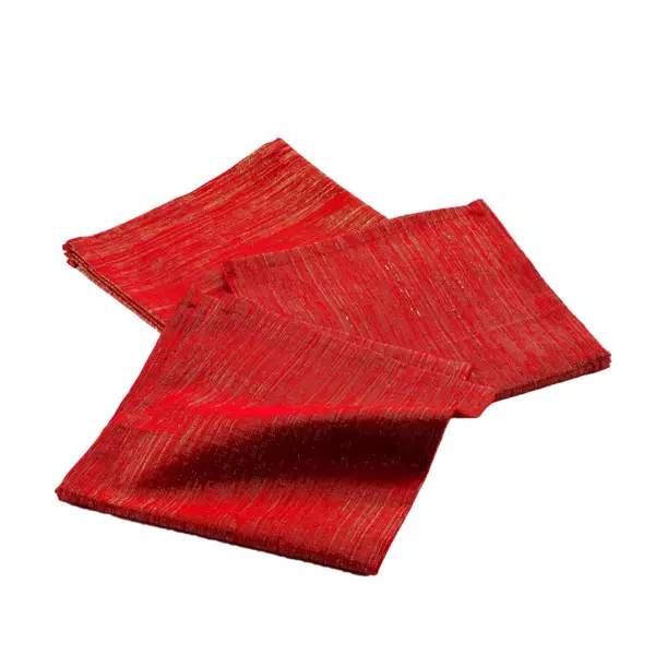 Lot de 3 serviettes coton (40 x 40 cm) Elegancia Rouge