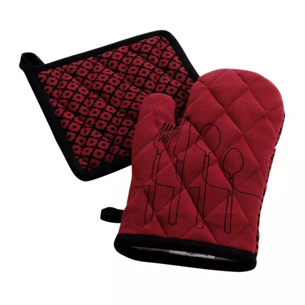 Ovenwant en pannenlap gerecycled katoen Cuisiline Bordeaux