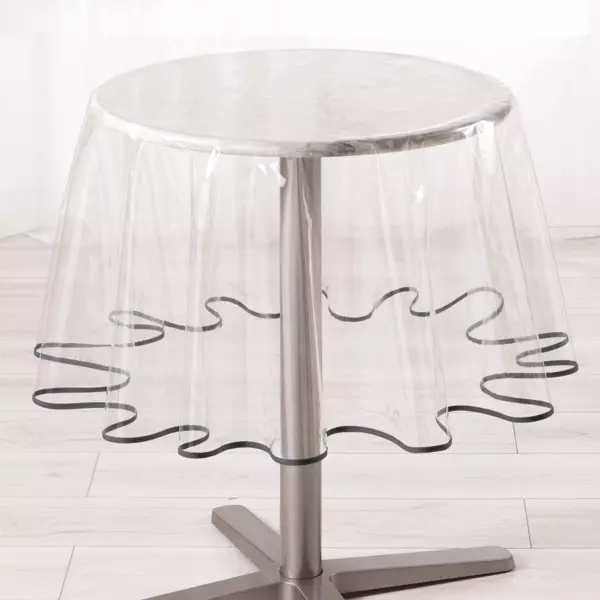 Nappe ronde toile cirée transparente (D180 cm) Garden Anthracite