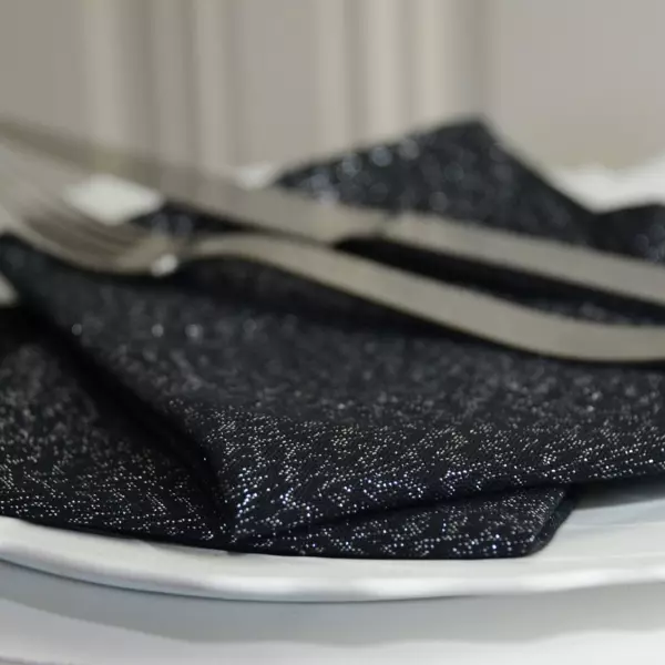 St af 3 sorte bomuldsservietter (40 x 40 cm) Etincelle