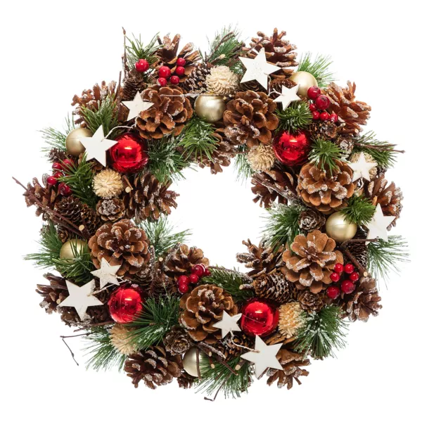 Corona di Natale decorata Stella dell'agrifoglio