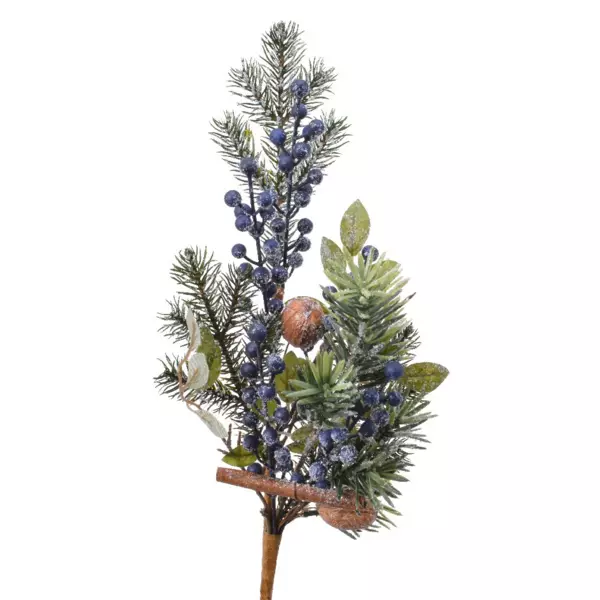 Branche de sapin (50 cm) Baies bleues enneigées